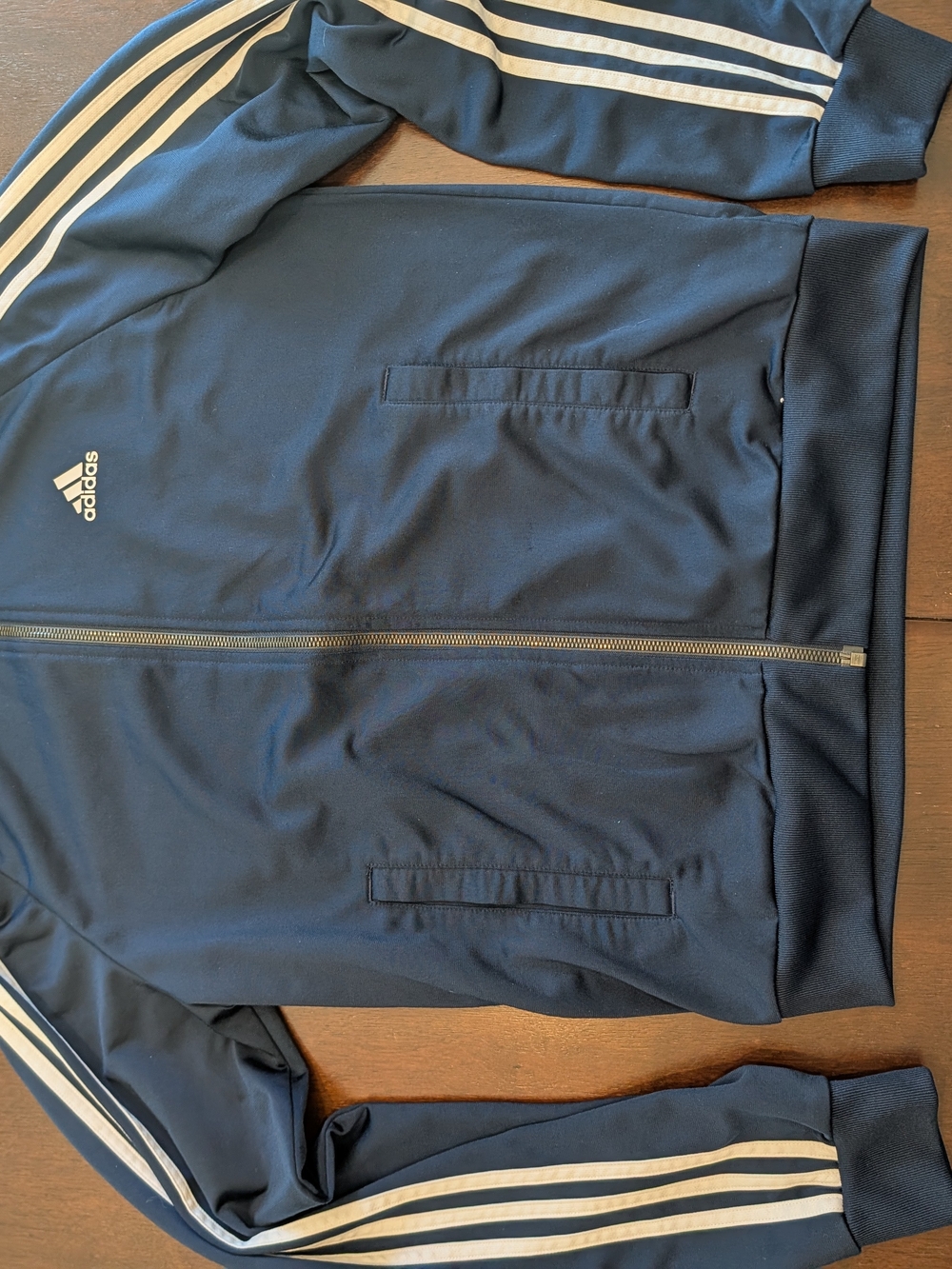 Adidas Men's Navy Track Jacket with White Stripes